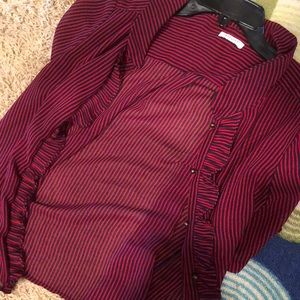 Forever 21 Red and navy blue striped blouse